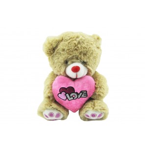 PELUCHE OURS ROSE COEUR 60 CM