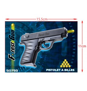 Pistolet à billes en plastique noir L 15 cm 0.5 joule avec 2