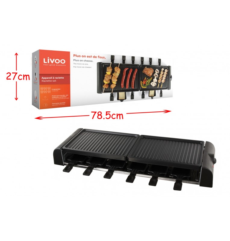 Achetez Livoo Appareil à raclette 12 personnes chez  pour 59.00 EUR.  EAN: 3523930089183